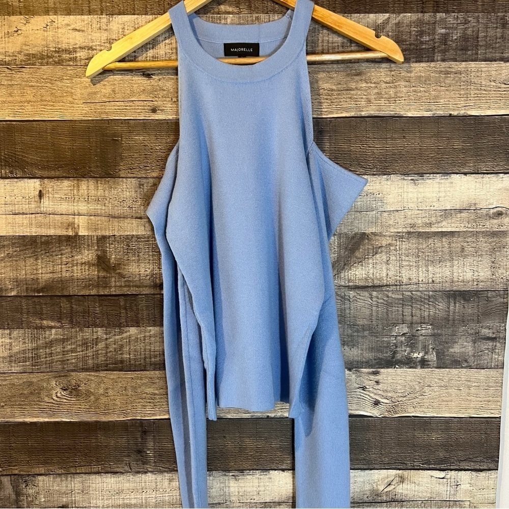 Majorelle Revolve Cold Shoulder Blue Sweater